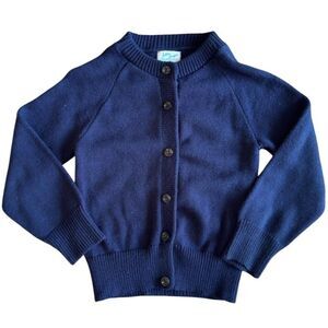 Julius Berger Vintage (60s?) Navy blue acrylic orlon toddler cardigan